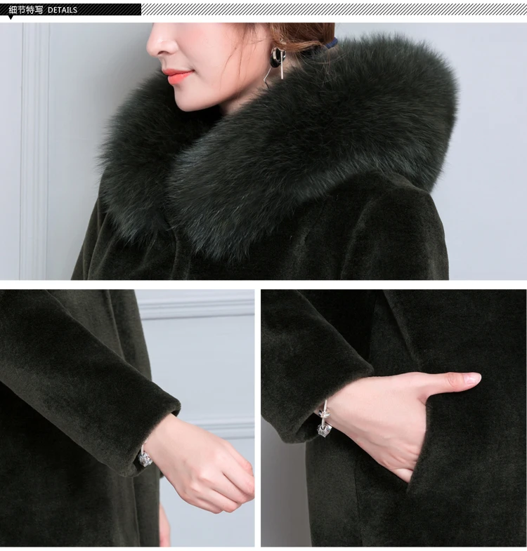 6916 5XL Plus Size Faux Fur Coat with Hood Women Elegant Winter Wool Jacket Fox Fur Collar Luxury Warm Long Winter Coat Women 2018 17