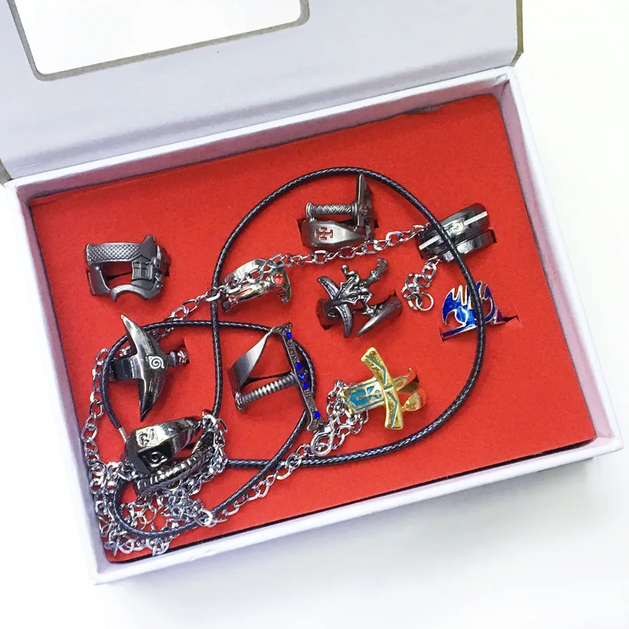 

10pcs/set JP Anime rings kit ONE PIECE Naruto Attack on Titan FAIRY TAIL ring pendant for Mens women kids GIFT