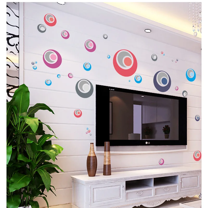 Colorful Circles Wall Sticker 125*60cm Vinyl Wall Art Decals Bedroom