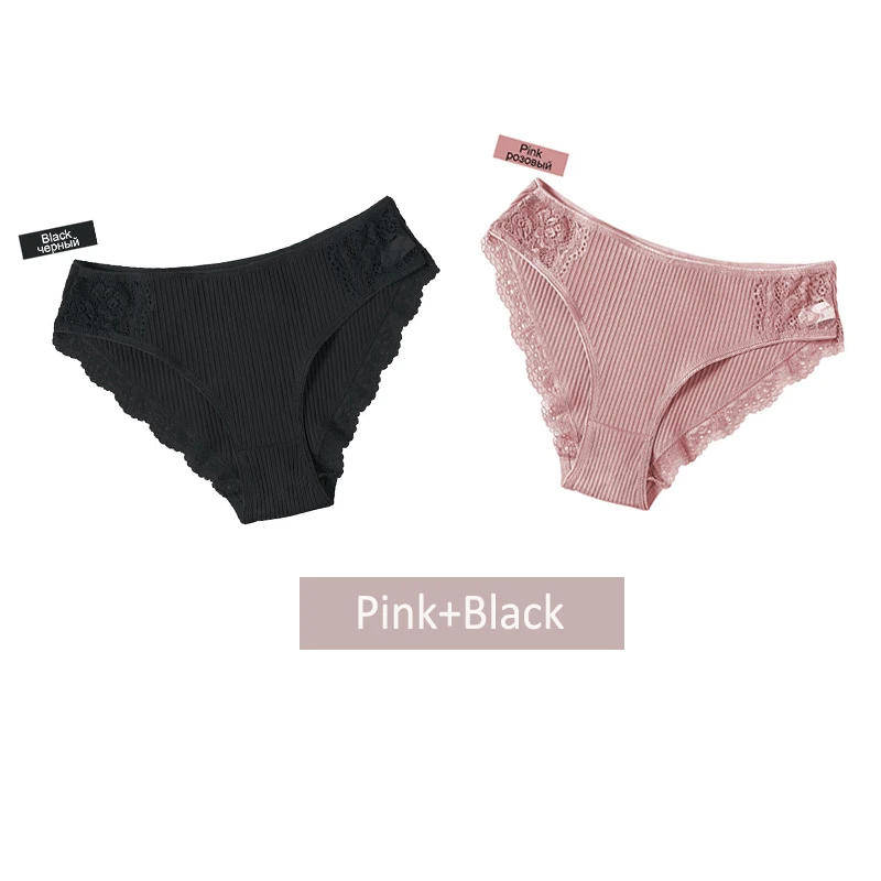 dark gray pink Нижнее белье женские хлопковые трусики женские кружевные трусики нижнее белье женские удобные Цветочные трусы женские трусики для девочек - Цвет: dark gray pink