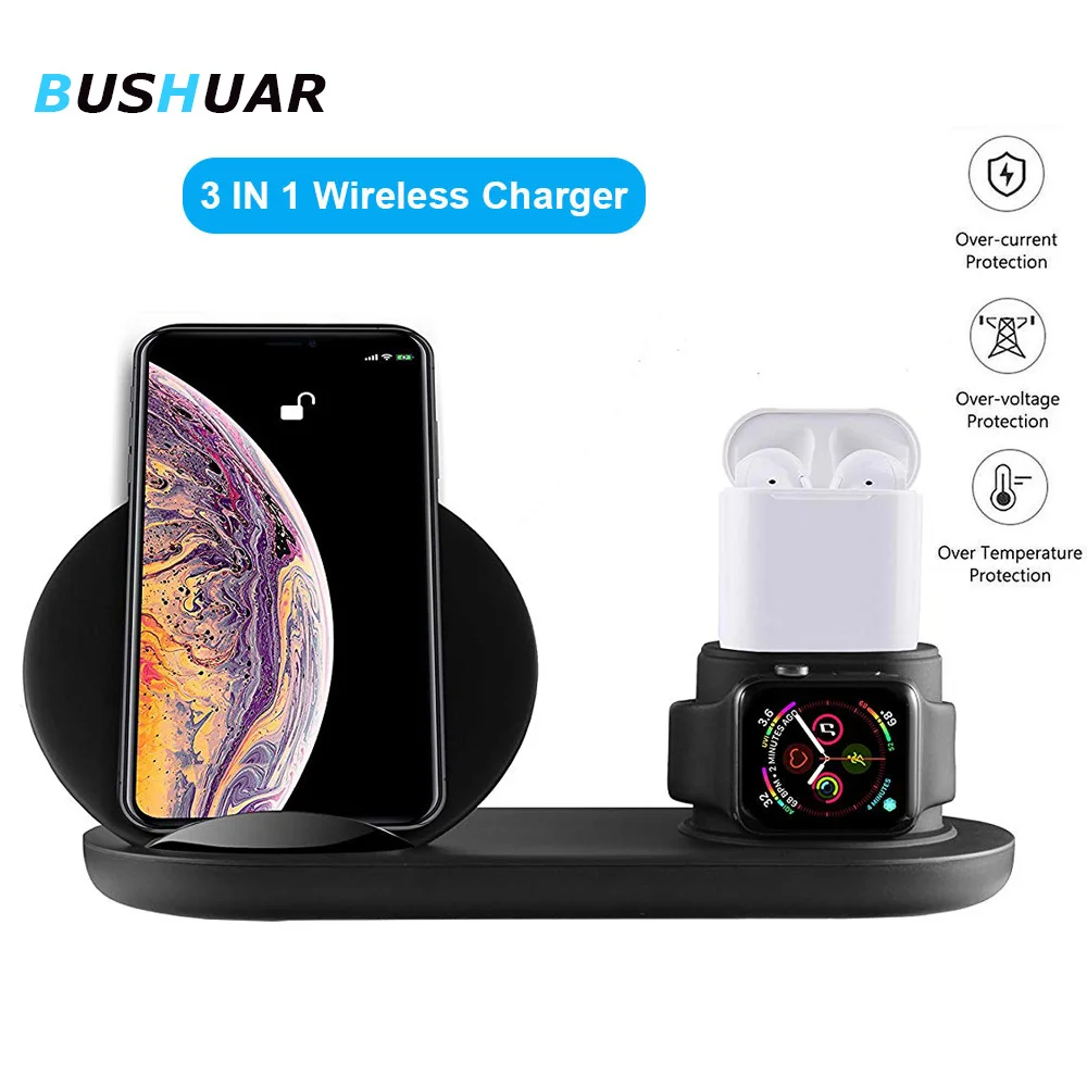 

Qi Wireless Charger Fast Charging for iPhone 8 X XS Max XR IWatch Series 4 3 2 Airpods 10W Quick Charge For Samsung S9 S8 S7