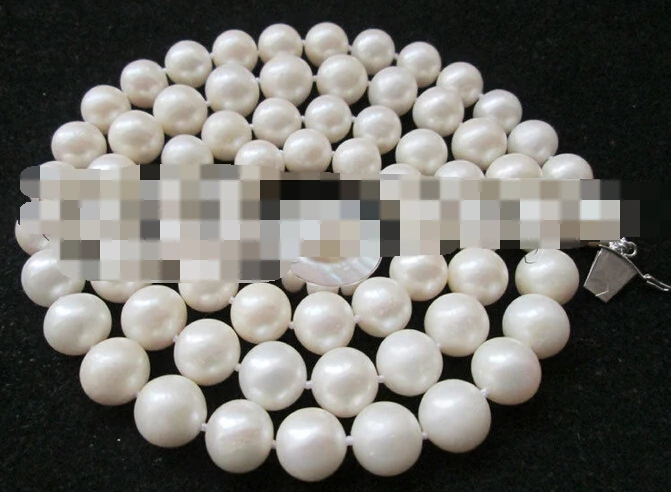 

FREE SHIPPING>>>@@ > N3810 AAA++ 34" 11-12mm natural white perfect round freshwater pearl necklace