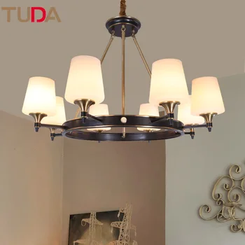 

TUDA LED Chandelier Black American Copper Chandelier Living Room Bedroom Dining Room Chandelier E14 110V 220V