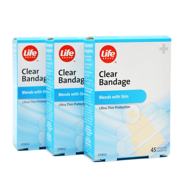 Free Shipping 135pcs Ultra Thin Assorted Size Variety Pack Latex Free Clear Transparent Adhesive