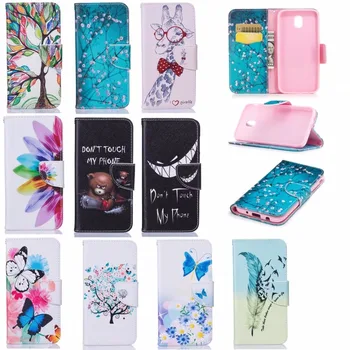 

30pcs For Samsung A5 2018/J730/J7 2017/J530/J5 2017/J330/J3 2017 EU version painted Wallet flip cover Cartoon PU Leather Case
