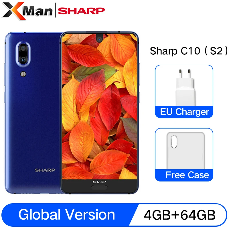 

Global Version Sharp AQUOS C10 S2 4GB RAM 64GB ROM 4G LTE Smartphone 5.5'' FHD+ NFC Snapdragon 630 Octa Core 12MP Mobile Phone