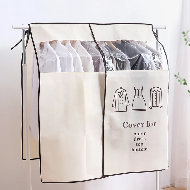 

1pcs Wardrobe Clothing Dust Cover Non-woven Clothes Hanging Garment Bag for Clothes Storage Hanging Suit Dust Jacket Cover