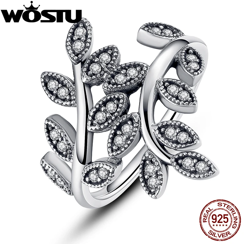 

Authentic 100% 925 Sterling Silver Leaf Rings With Crystal For Women European Fit Original Ring Jewelry Gift FB7114