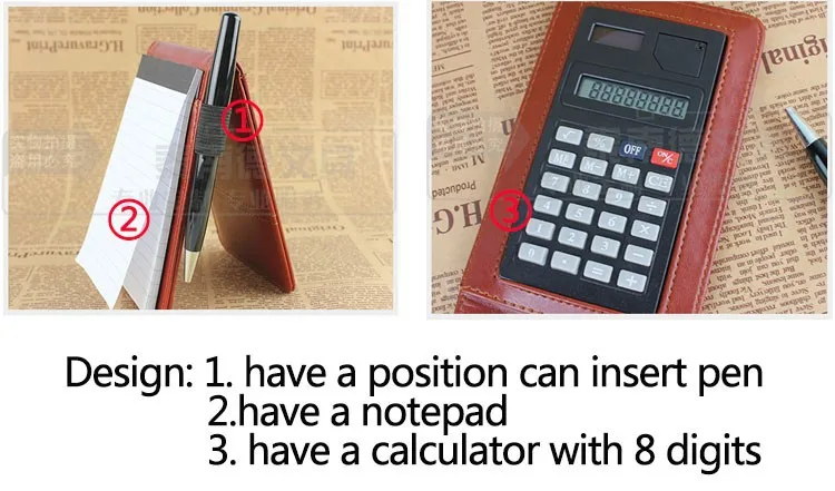 RuiZe Многофункциональный Мини карманный блокнот кожаный блокнот ежедневная заметка портативный маленький A7 планировщик записная книжка с калькулятором