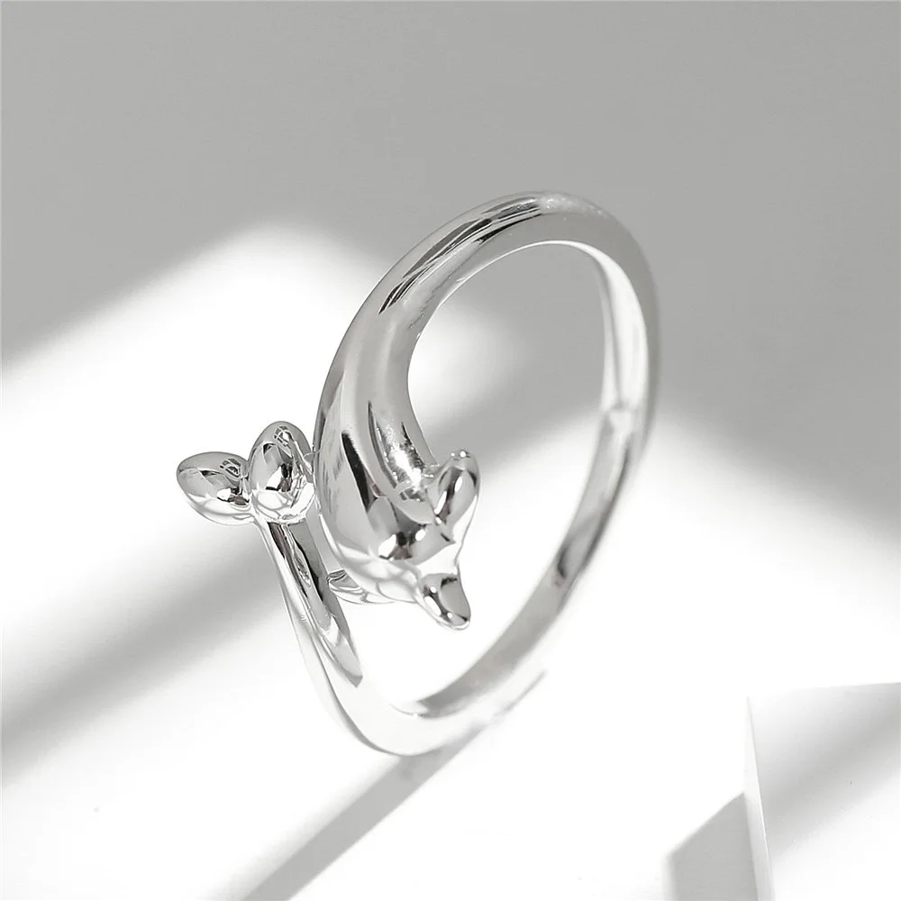 Dolphin Rings 100% Sterling 925 silver Jewelry Vintage Adjustable rings for women gift