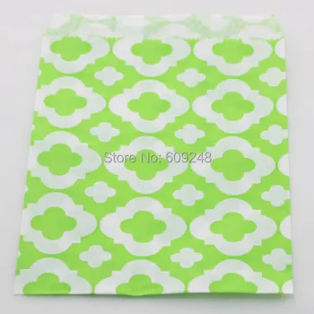 

100pcs Mixed Colors Personalized Buffet Candy Treat Lime Green Mod Patterned Paper Party Favor Gift Bags