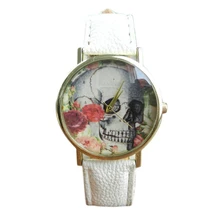 Модные часы с черепом Pella Роскошные Кварцевые аналоговые наручные часы Цвет: белый