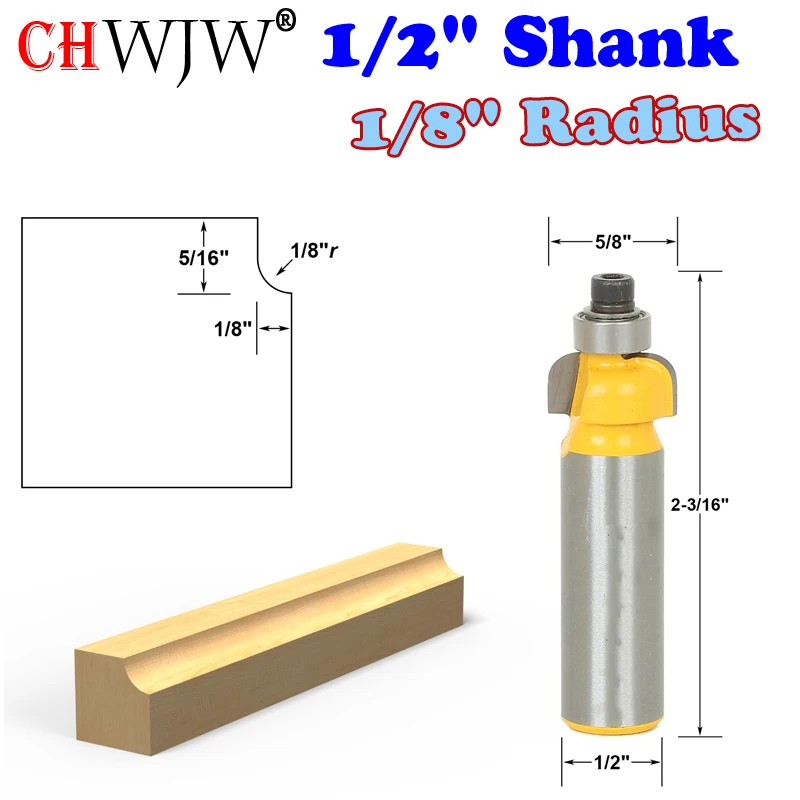 

1pc 1/2" Shank Cove Edging and Molding Router Bit - 1/8" Radius Wood Cutting Tool router bits woodworking Chwjw 13151