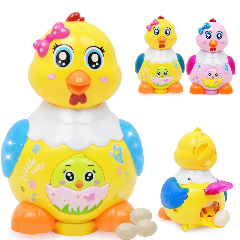 

Funny Music Little Hen Laying Eggs Toys For Children Baby Fun Educational Electric Toy Oyuncak Universal Wheel Kawaii
