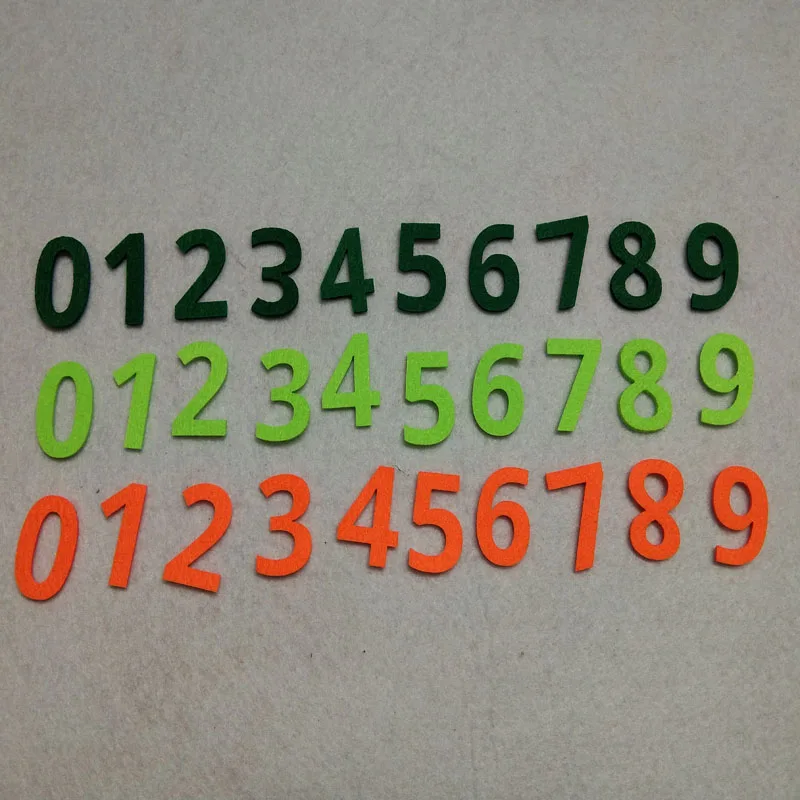 

30pcs 2mm Green Deep Green Orange Felt 10 Numbers 0-9 Felt For Needlework Sewing Craft Scrapbooking Home Party Wedding Decoratio