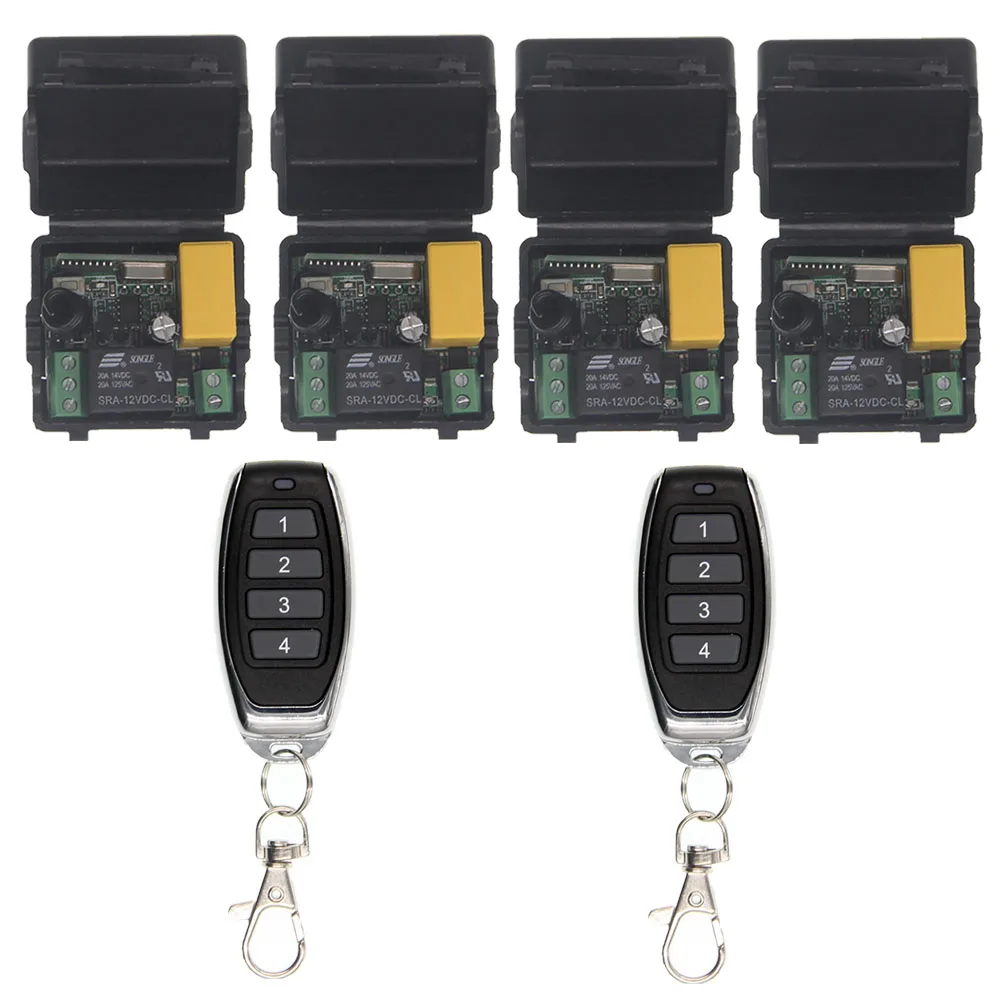 

MIni AC 220V 1 CH 10A Relay 1CH Wireless RF Remote Control Switch 4CH Transmitter+ Receiver 315 / 433 MHz Controller Popular
