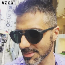 VEGA Eyewear винтажные очки в стиле стимпанк мужские/женские круглые солнцезащитные очки в стиле стимпанк с боковыми щитками пластиковые готические ретро очки 343