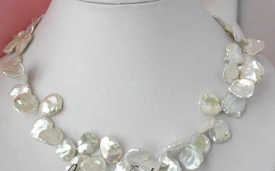 

bjc 0001934 NATURAL 18" baroque white keshi reborn pearl necklace (C0309)