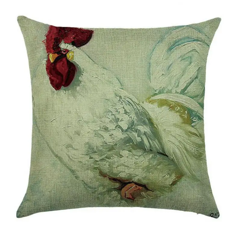 Color Paint Screaming Chicken Cushion Cover Feather Flower Pumpkin