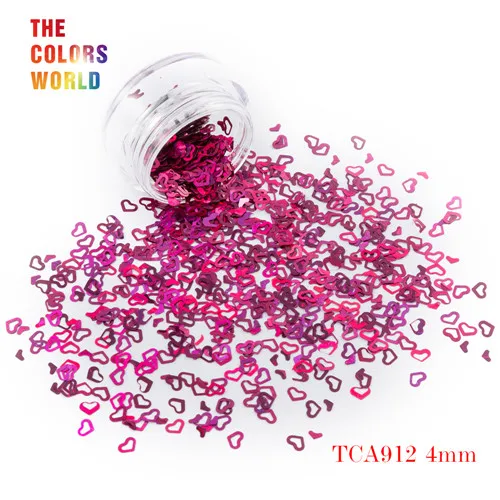 TCA912 50g Tct-050 полые сердца Форма Лазерная красочные Глиттеры для ногтей 4 мм Размеры для ногтей Гели для ногтей украшения Макияж facepaint DIY украшения - Цвет: TCA912 50g