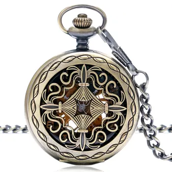 YISUYA Men Women Fob Pocket Watch Retro Mechanical Hand Wind Steampunk Pendant Chain Bronze Classic Roman Number Gift vintage watch roman analog steampunk skeleton mechanical fob pocket watches clock pendant hand winding men women long chain gift