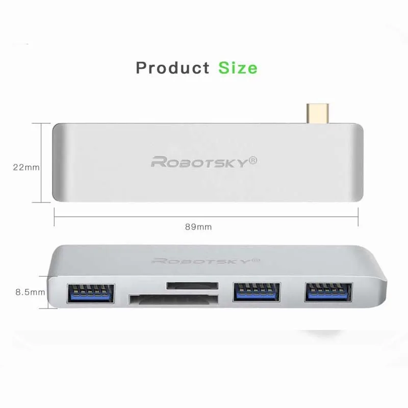 Концентратор USB Type C 5 в 1 с 3 0 портами адаптер со слотом для SD и Micro карт MacBook Pro Chromebook