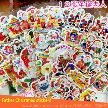 

6 sheets/lot Merry Christmas stickers, 3d Carton mini stickers for kids toys stickers Notebook suitcase Creative stickers