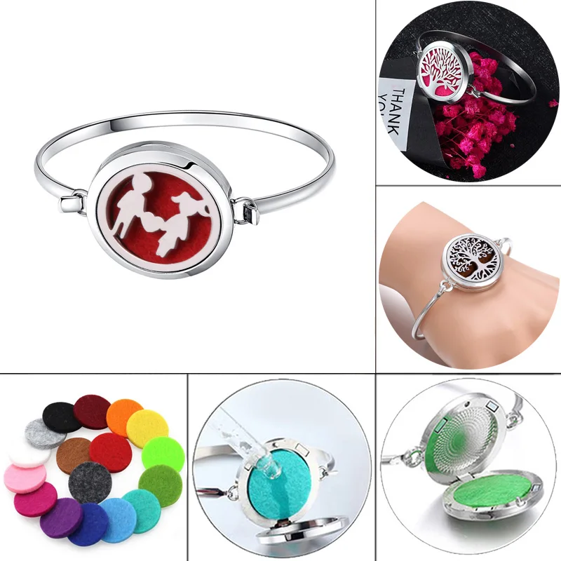 

Love heart Perfume Bracelet Essential Oil Diffuser Aromatherapy Locket Bracelet Couple 316L Stainless Steel Diffuser Bracelet