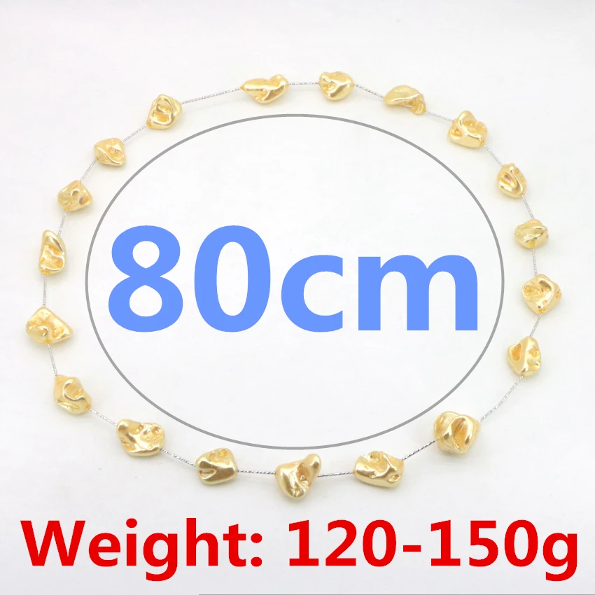 2 Irregularly shell Golden Pearl Necklace Chain sweater chain (15)_