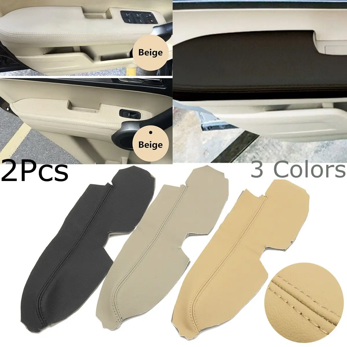 1 Pair Left Right Leather Front Door Panels Armrest Covers For Honda