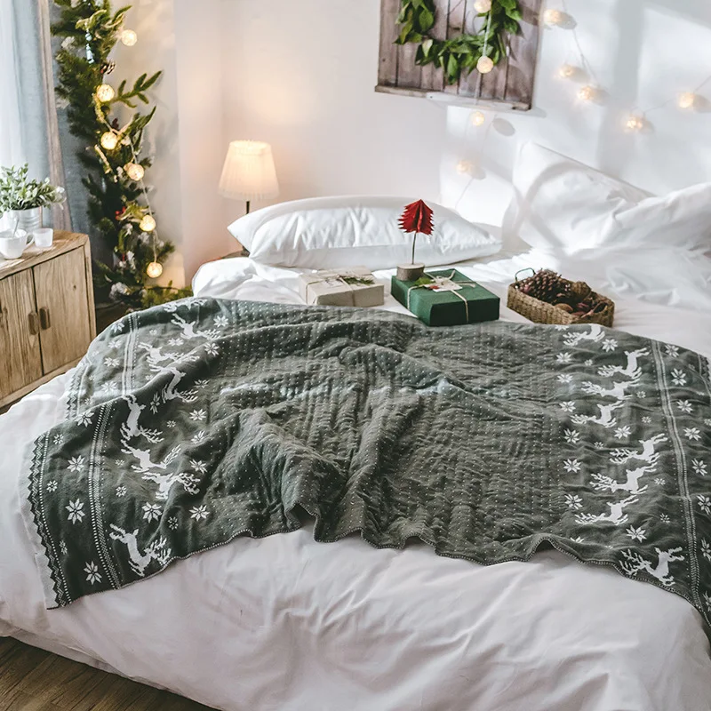 Прямая поставка, домашний текстиль, олень, лось, вязаное одеяло, мягкие пледы, покрывало, переносное, автомобильное, Надувное одеяло, рождественский подарок