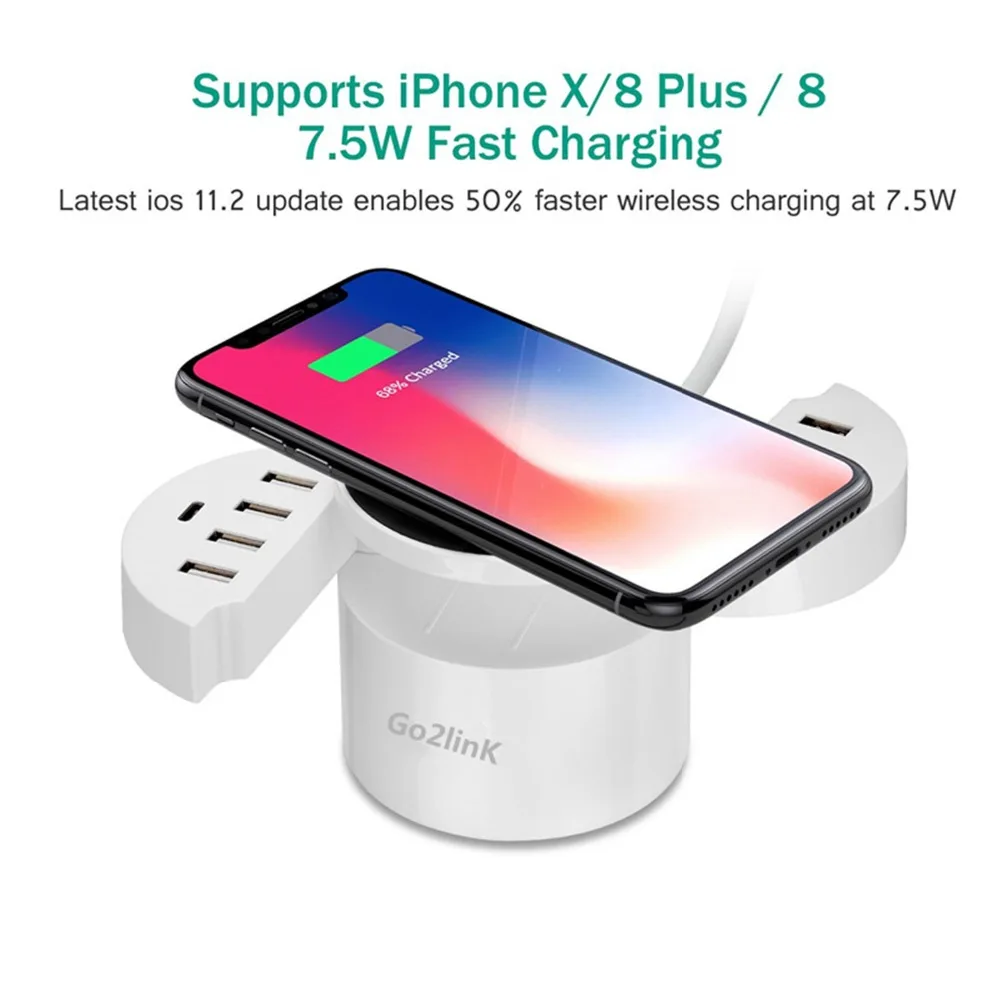 Go2linK متعددة الوظائف 10 منافذ usb desktop نوع c اللاسلكي شاحن شحن محطة حوض لل موبايل اللوحي Go2linK متعددة الوظائف 10 منافذ usb desktop نوع c اللاسلكي شاحن شحن محطة حوض لل موبايل اللوحي