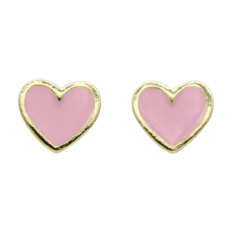 

2019 New Design Alloy Enamel Heart Stud Earrings For Women Girls Simple Candy Color Korean Earings Fashion Jewelry