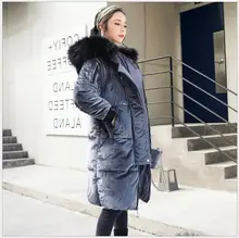 2017 Winter new fashion temperament in the long section hooded large collar cotton clothes warm loose velvet down jacket fem
