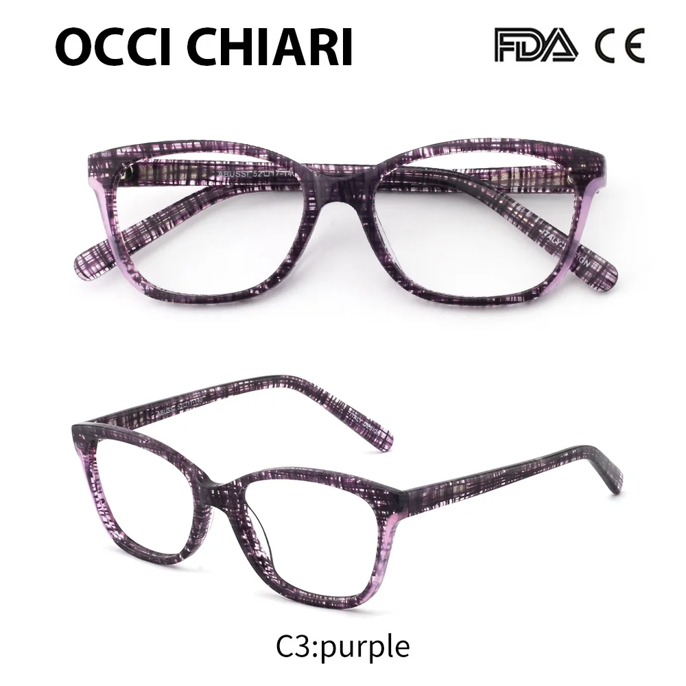OCCI CHIARI Модные прямоугольные очки для близорукости женские прозрачные линзы трендовые оптические очки оправы очки W-CANU - Цвет оправы: C3 PURPLE