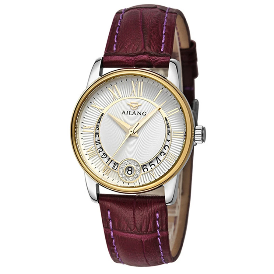 Топ известный роскошный бренд AILANG механические Женские часы календарь наручные часы розовое золото женские Автоматические Часы Relogio Feminino