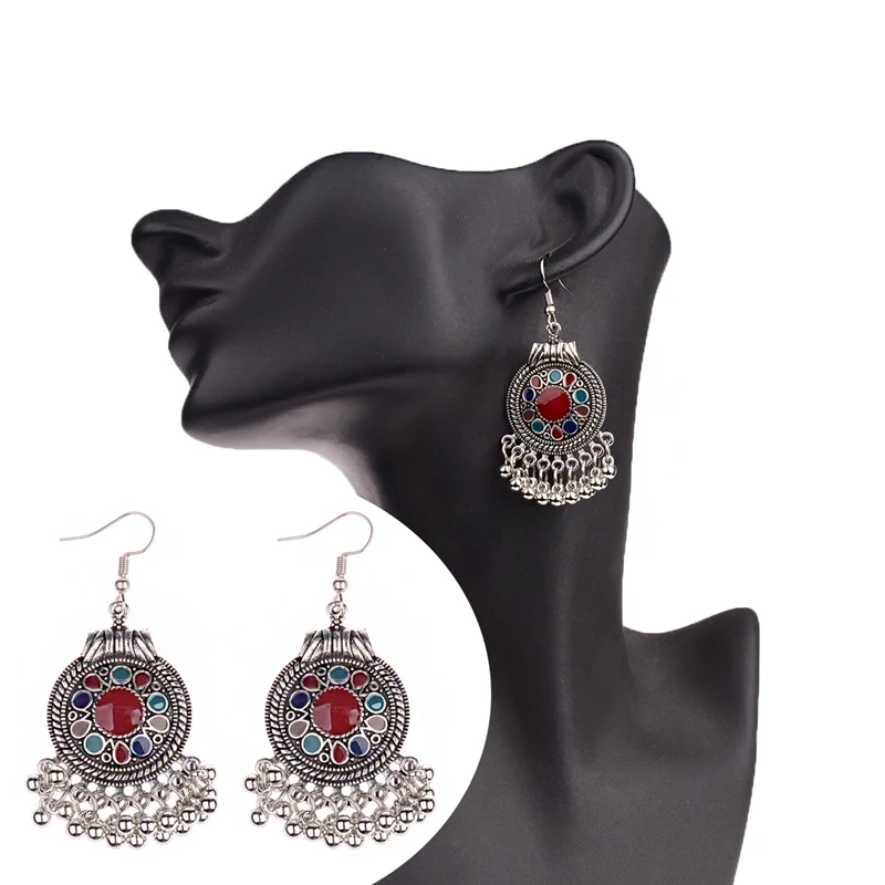 TopHanqi Indian Earring For Women Antique Ethnic Silver Metal Small Bells WaterdropTassel Earrings Turkish Tribal Gypsy Jewelry - Image 5
