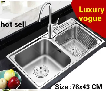 Buy Free Shipping Apartment Kitchen Double Groove Sink Vogue Do The Dishes 304 Stainless Steel Hot Sell Small 78x43 CM