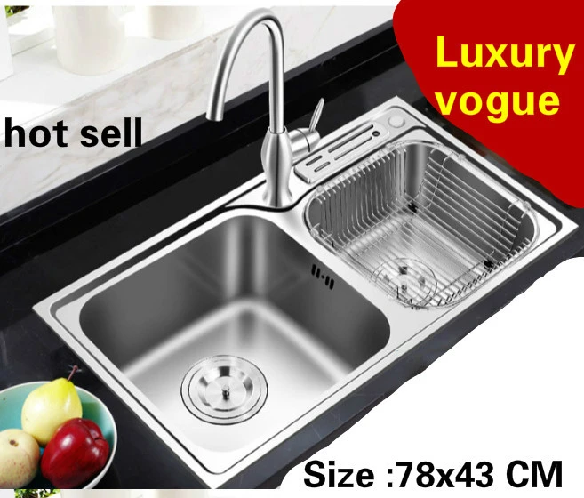 Free Shipping Apartment Kitchen Double Groove Sink Vogue Do The Dishes 304 Stainless Steel Hot Sell Small 78x43 Cm Kitchen Sinks Aliexpress
