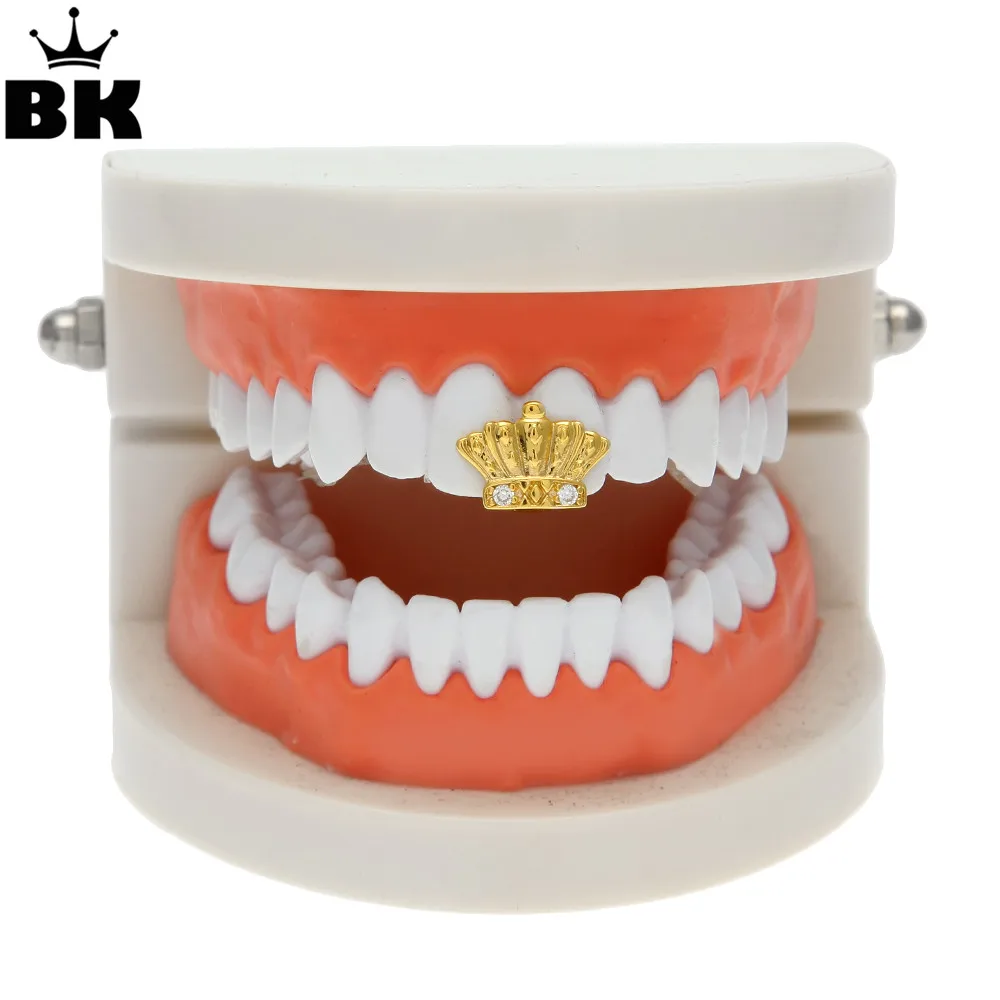 

New Rhinestone Crown Silver Gold Teeth Grills Removable Single Tooth Grills Punk Teeth Caps Grills Halloween Jewelry
