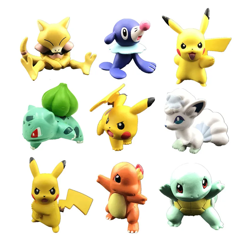 

4-6CM Charmander Cubone Bulbasaur Alola Vulpix Fennekin Chespin Pikachu Squirtle Froakie Rockruff Abra Anime Action Toy Figures