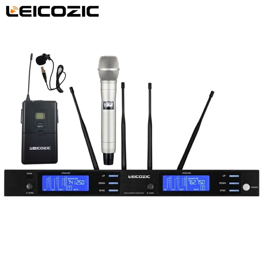 handheld lapel Leicozic профессиональный микрофон atx200 двухканальный mikrofon microfono inalambrico mikrafon mic беспроводной UHF беспроводной микрофон - Цвет: handheld lapel