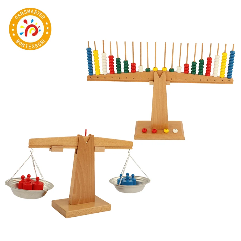 Montessori Material Wooden Weight Scale Arithmetic Balance Colorful