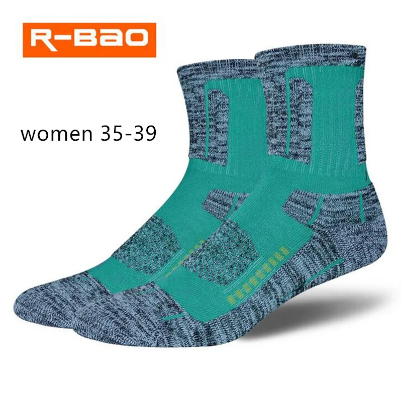 Женские мужские лыжные носки, зимние теплые термоноски для бега, спорта, велоспорта, термоноски, теплые лыжные носки для сноубординга - Цвет: women green 35-39