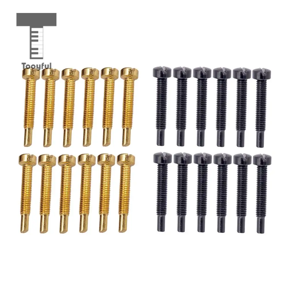 Tooyful 12 Sets Electric Guitar Humbucker Polepiece Mounting Screws Golden + Black