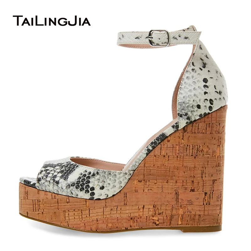 

Wedge Heel Peep Toe High Heel Black Faux Suede High Heel A Word Buckle Ladies Snake Women Sheos Nude Faux Suede Brand Summer Hot