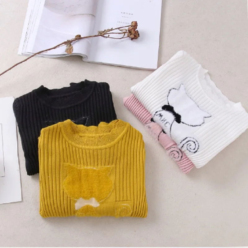 

Baby girls Sweaters Children Autumn Winter cotton knitting tops Turtleneck kid pullover worm cardigan 2 3 4 5 6 7 years Clothes