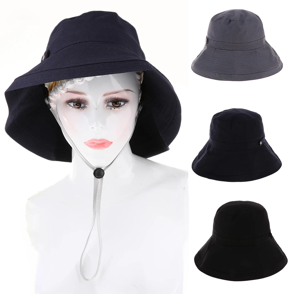 

Bucket Sun Hat Wide Brim Hat Boonie Hat with Windproof Cord for Women Men Hiking Fishing Outdoor Sports
