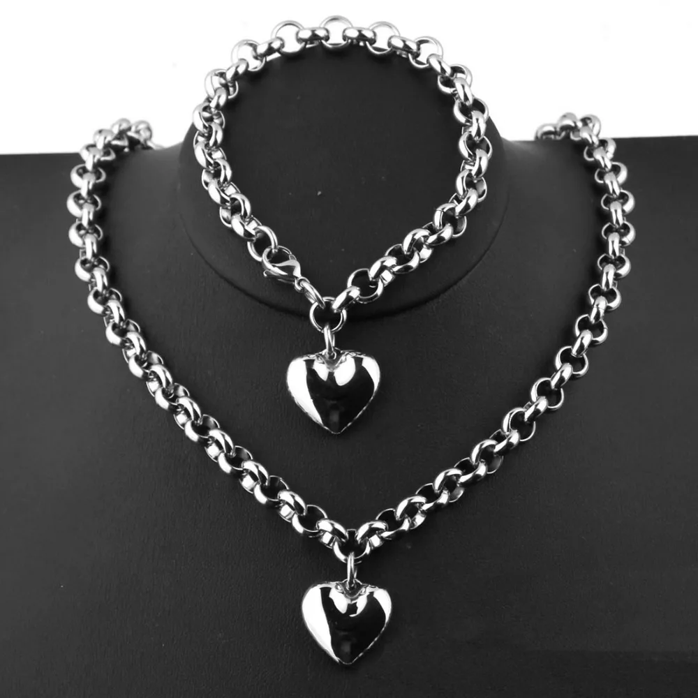 5 стилей влюбленных пар 316L Нержавеющая сталь Сердце ожерелье с подвесками браслет для женщин мужчин Ювелирные наборы подарок для влюбленных
