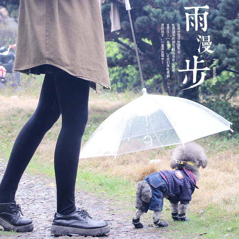 

Original Top Transparent PE Pet Umbrella Small Dog Umbrella Rain Gear with Dog Leads Keeps Pet Dry Comfortable in Rain Snowing